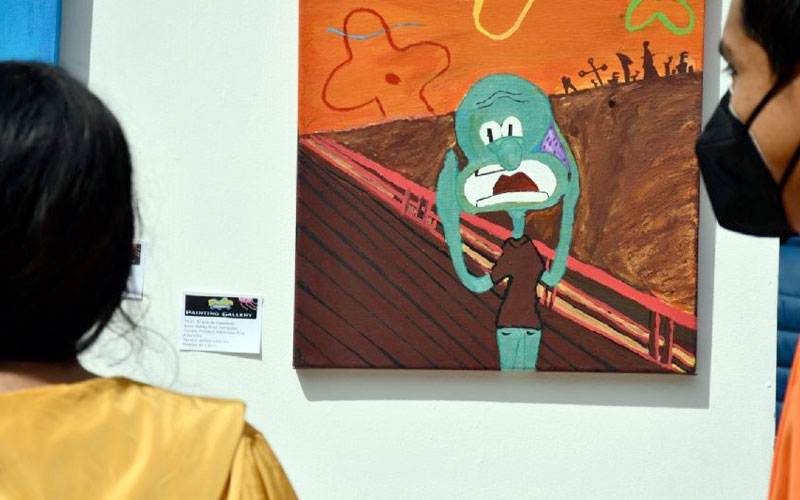 Una exposición de pinturas sobre Bob Esponja